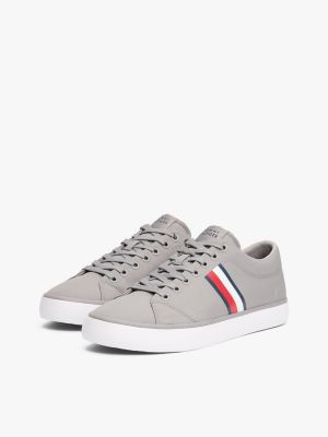 grey tape logo trainers for men tommy hilfiger