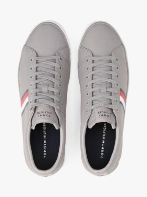 grey tape logo trainers for men tommy hilfiger