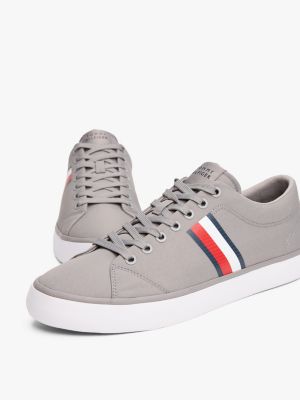 grey tape logo trainers for men tommy hilfiger