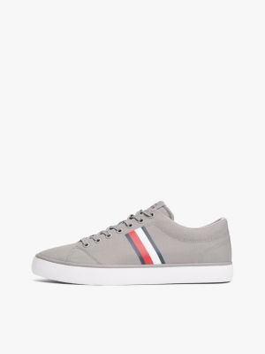 grey tape logo trainers for men tommy hilfiger