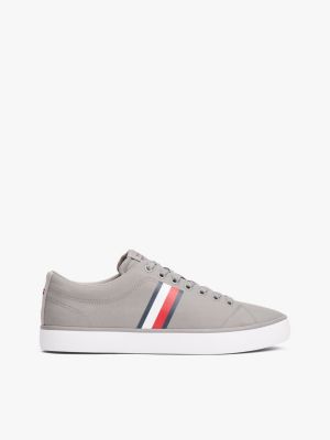 grey tape logo trainers for men tommy hilfiger