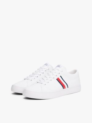 white tape logo trainers for men tommy hilfiger