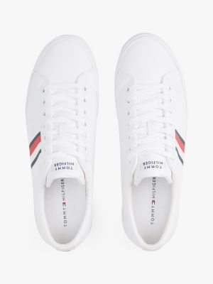 white tape logo trainers for men tommy hilfiger