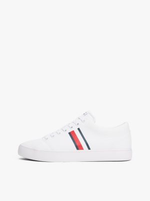 white tape logo trainers for men tommy hilfiger