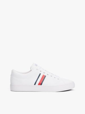 white sneaker mit logo-tape für herren - tommy hilfiger