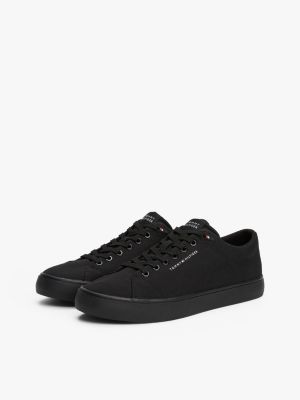 zwart canvas sneaker met logopatch voor heren - tommy hilfiger