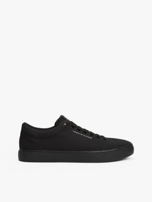 black canvas sneaker met logopatch voor heren - tommy hilfiger