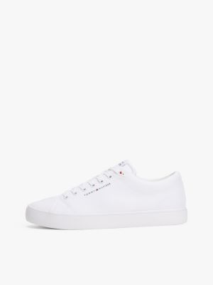 baskets à écusson logo blanc pour hommes tommy hilfiger