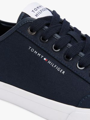 zapatillas con logo y textura a contraste azul de hombres tommy hilfiger