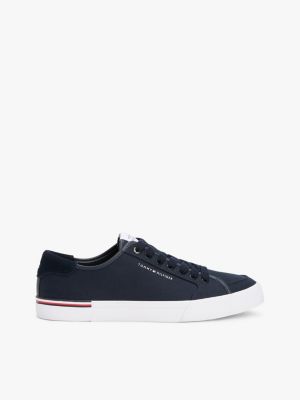 blue contrast texture logo patch trainers for men tommy hilfiger