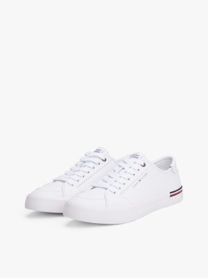 weiß sneaker mit tiefgeprägtem logo für herren - tommy hilfiger