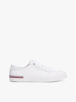 white buty sportowe z wytłoczonym logo dla mężczyźni - tommy hilfiger