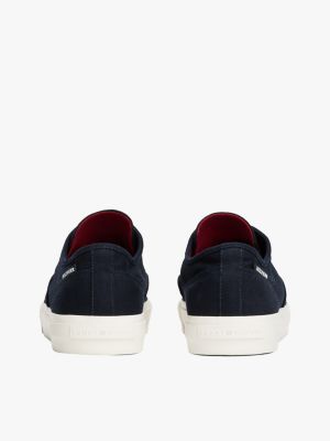 blue canvas embossed logo trainers for men tommy hilfiger