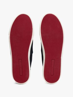 zapatillas de lona con logo en relieve azul de hombres tommy hilfiger