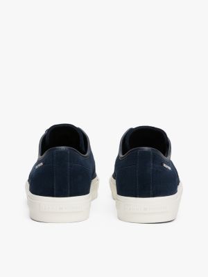 blauw suède sneaker met logo voor heren - tommy hilfiger