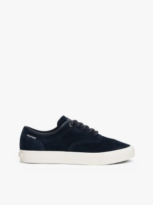 blue suede logo trainers for men tommy hilfiger