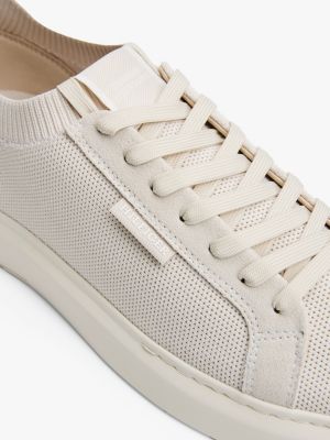 beige mono-sock knit trainers for men tommy hilfiger