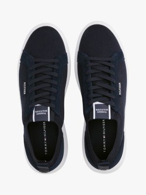 blue mono-sock knit trainers for men tommy hilfiger