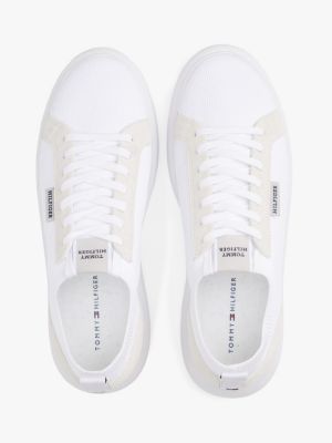 white mono-sock knit trainers for men tommy hilfiger