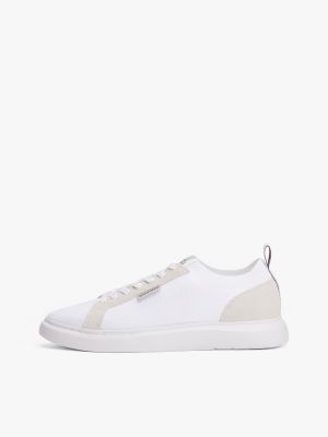 white mono-sock knit trainers for men tommy hilfiger