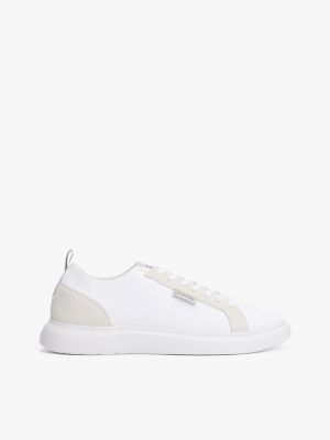 white mono-sock knit trainers for men tommy hilfiger