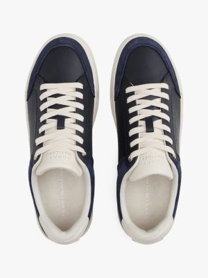 multi debossed logo court trainers for men tommy hilfiger