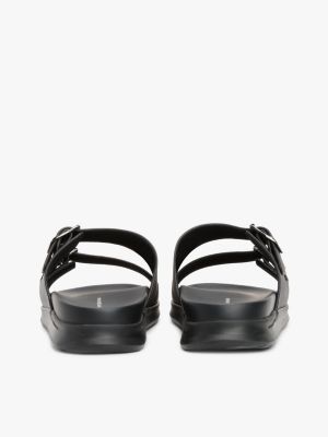 black leather buckle strap sandals for men tommy hilfiger