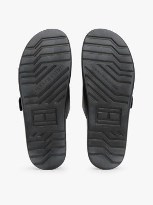 black leather buckle strap sandals for men tommy hilfiger