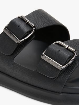 sandales en cuir brides à boucle noir pour hommes tommy hilfiger