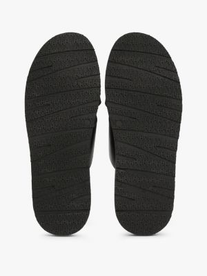 schwarz ledersandale mit rutschhemmender sohle für herren - tommy hilfiger