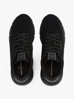 black signature lightweight knit trainers for men tommy hilfiger