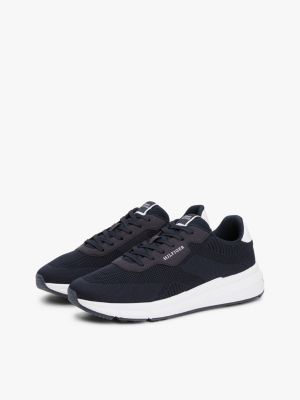 black signature lightweight knit trainers for men tommy hilfiger