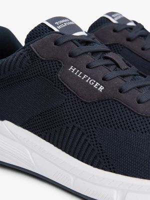 black signature lightweight knit trainers for men tommy hilfiger