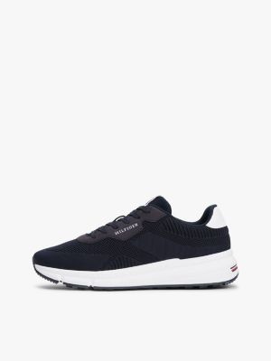 black signature lightweight knit trainers for men tommy hilfiger