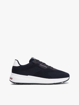 black signature lightweight knit trainers for men tommy hilfiger