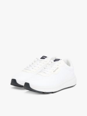 white signature lightweight knit trainers for men tommy hilfiger