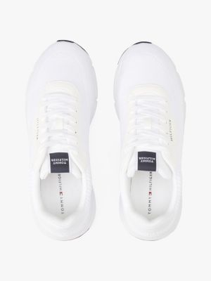 white signature lightweight knit trainers for men tommy hilfiger