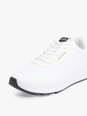 white signature lightweight knit trainers for men tommy hilfiger