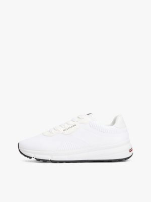 white signature lightweight knit trainers for men tommy hilfiger