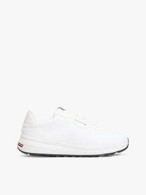 white signature lightweight knit trainers for men tommy hilfiger