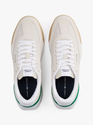 white suede cleat classic runner trainers for men tommy hilfiger