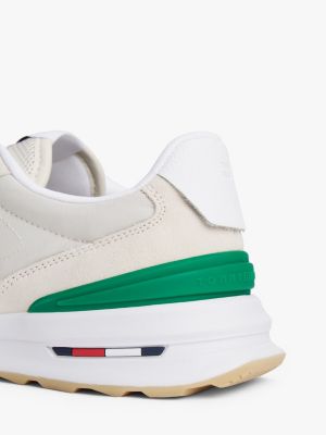 white suede cleat classic runner trainers for men tommy hilfiger
