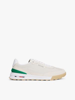 white suede cleat classic runner trainers for men tommy hilfiger