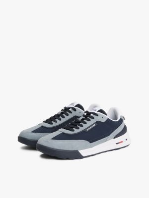 blue suede cleat classic runner trainers for men tommy hilfiger