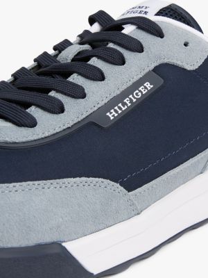 blauw classics suède sneaker met profielzool voor heren - tommy hilfiger