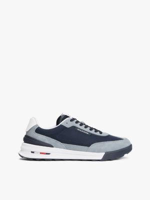 blauw classics suède sneaker met profielzool voor heren - tommy hilfiger