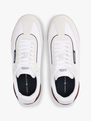 wit classics suède sneaker met profielzool voor heren - tommy hilfiger