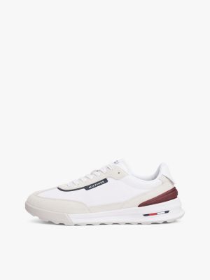 sneakers running antiscivolo in camoscio bianco da uomini tommy hilfiger