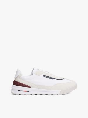 sneakers running antiscivolo in camoscio white da uomini tommy hilfiger