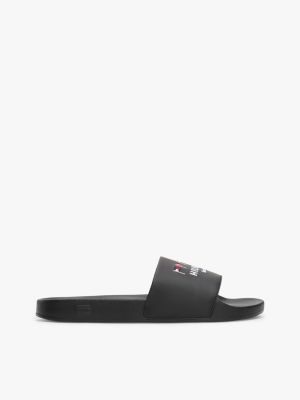 black flag embroidery pool slides for men tommy hilfiger